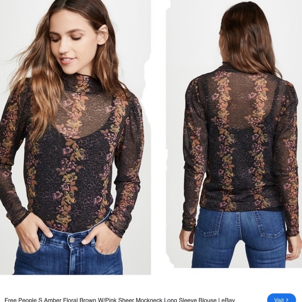 Floral Long Sleeve amber top black combo ,size L,new